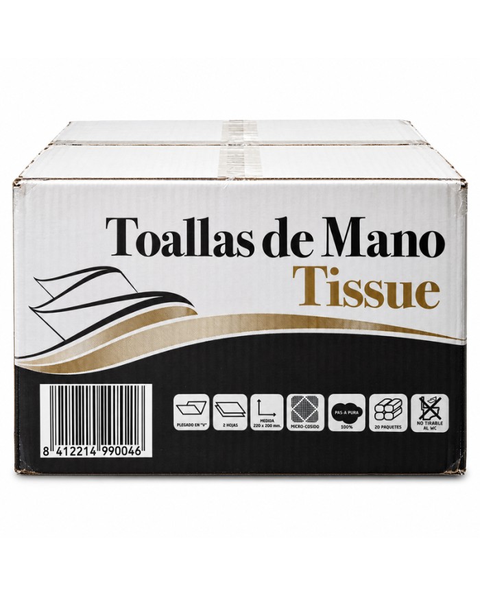 Toalla de papel TISSUE 150 uds. Gofrada caja de 20 paquetes