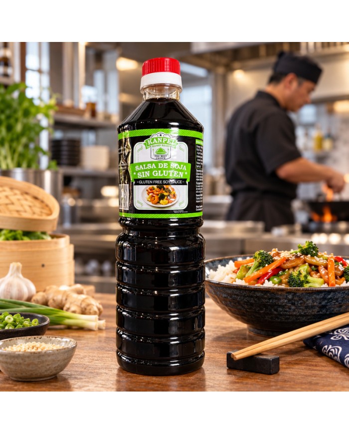 Salsa de Soja Kampei sin gluten botella 1 litro
