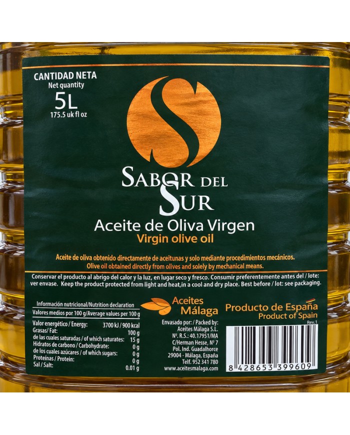 Aceite de oliva virgen Sabor del Sur garrafa 5 litros