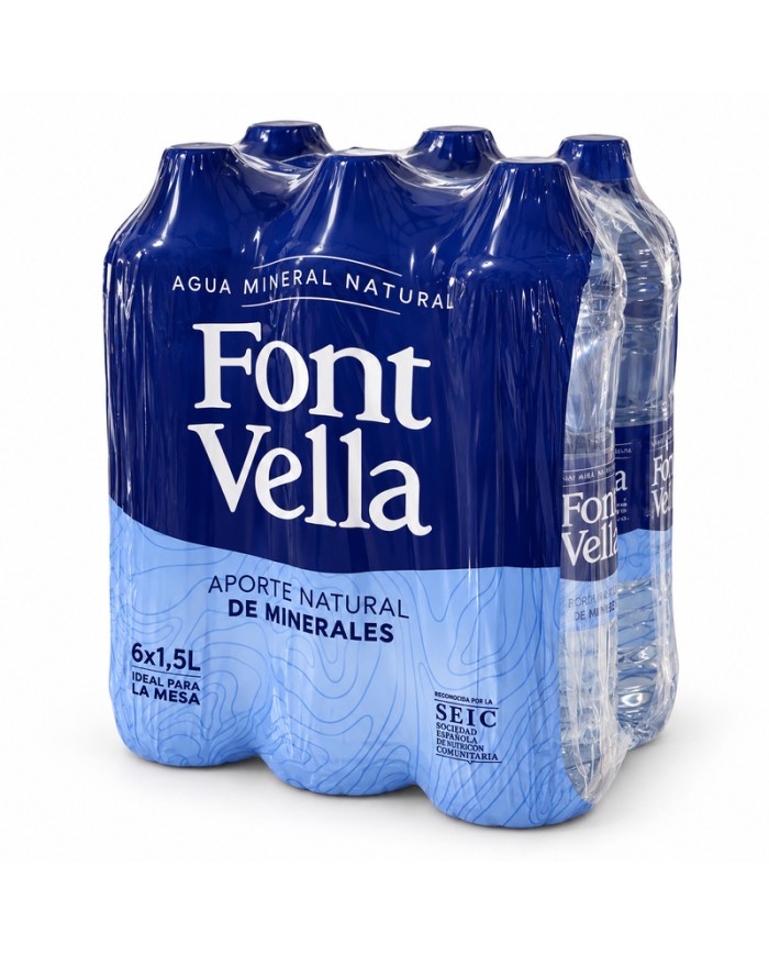Agua Mineral Font Vella 1500 ml. pack de 6