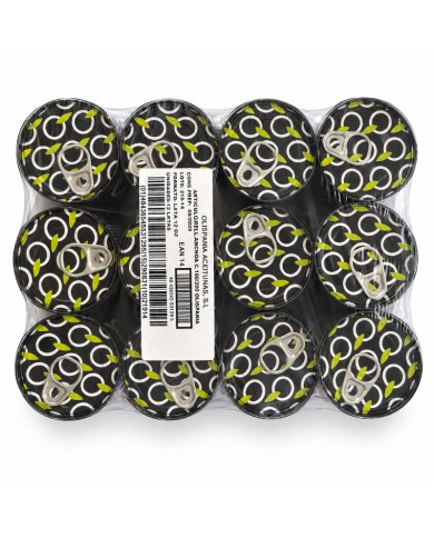 Aceitunas rellenas de anchoa Olispania extragrandes lata 350 grs. caja de 12