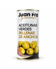 Aceitunas JuanFra Gourmet rellenas de Anchoa lata 600 gramos peso escurrido