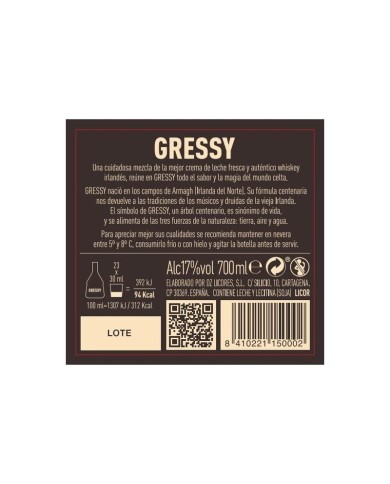 Comprar Gressy Classic Irish Cream 700 ml. al mejor precio