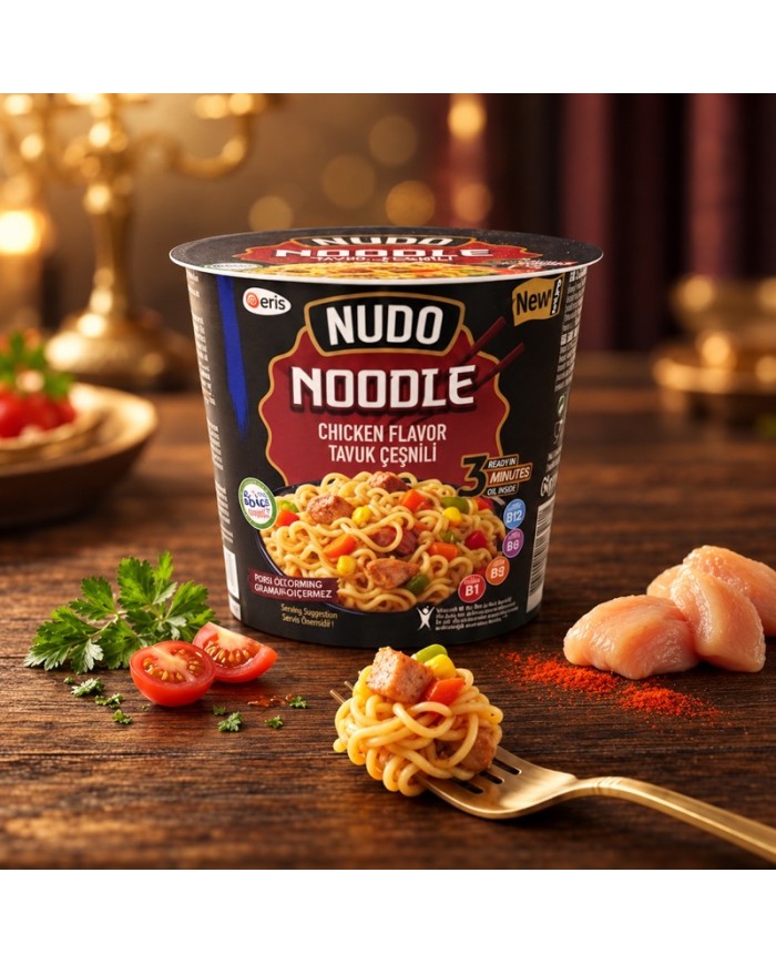 Nudo Noodle sabor pollo, fotografía de ambiente