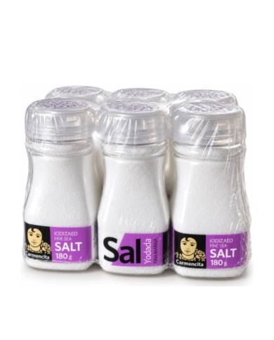 Carmencita saleros de sal fina de manantial yodada 190 gramos pack-6 - frontal 800 x 800
