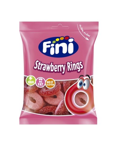 Fini Aros Fresa Pica bolsa 90 gramos caja de 12 bolsas — fotografía frontal del envase