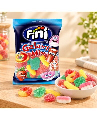 Fini Galaxy Mix azucar bolsa 90 gramos caja de 12 bolsas — ambiente de mesa dulce
