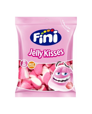 Fini Jelly Kisses Besos Fresa bolsa 90 g. caja de 12 bolsas — fotografía frontal del envase
