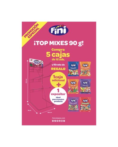 Fini expositor promoción bolsas 90 gramos 5+1 gratis — fotografía frontal del envase